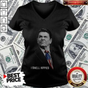 Pretty Ronald Reagan I Smell Hippies V-neck