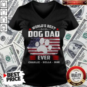 Pretty World’s Best Dog Dad Ever Charlie Bella Max American Flag V-neck