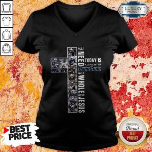 Top All I Need To Day Is A Little Bit Of Penn State And A Whole Lot Of Jesus V-neck
