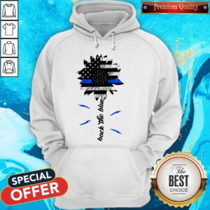 Top Black The Blue Sunflower Support Police American Flag Hoodie