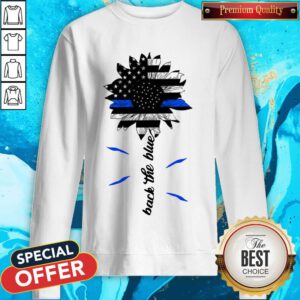 Top Black The Blue Sunflower Support Police American Flag Sweatshirt