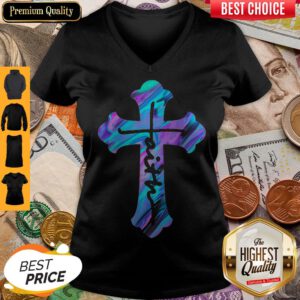 Top Christian Cross Faith Jesus V-neck
