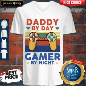Top Daddy By Day Gamer By Night Vintage V-neck