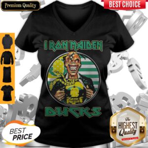 Top Iron Maiden Oregon Ducks American Flag Independence Day V-neck