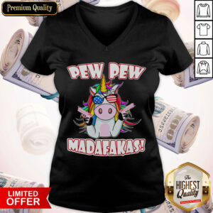 Top Unicorn Pew Pew Madafakas V-neck