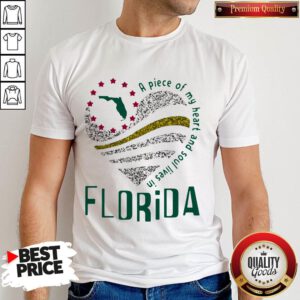 Awesome A Piece Of My Heart And Soul Lives In Florida Map Shirt
