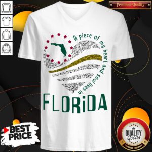 Awesome A Piece Of My Heart And Soul Lives In Florida Map V-neck