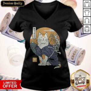 Awesome Cat Samurai V-neck
