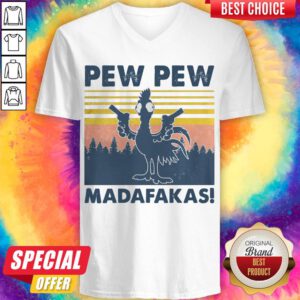 Awesome Chicken Pew Pew Madafakas Vintage Retro V-neck