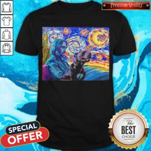 Awesome John Wick And Dog Starry Night Shirt