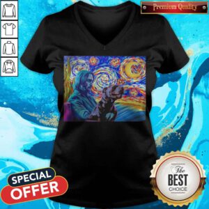 Awesome John Wick And Dog Starry Night V-neck