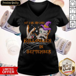 Betty Boop Witch Just A Girl Who Loves Halloween In September V-neck