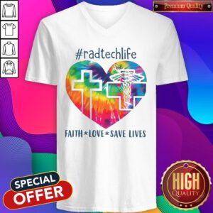 Colorful Radtechlife Faith Love Save Lives V-neck