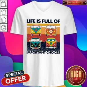 Cute Hippie Bus Life Is Full Of Important Choices Vintage V-neck