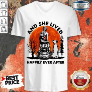 Funny And She Lived Happily Ever After Moon V-neck