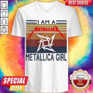 Funny I Am A Metallica Girl Vintage V-neck