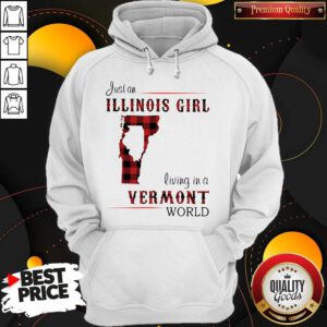 Funny Just An Illinois Girl Living In A Vermont World Map Hoodie