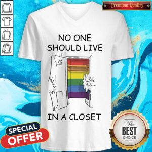 Funny Lgbt No One Should Live In A Closet V-neck