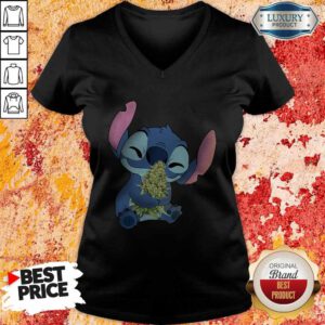 Funny Stitch Hug Cannabis V-neck