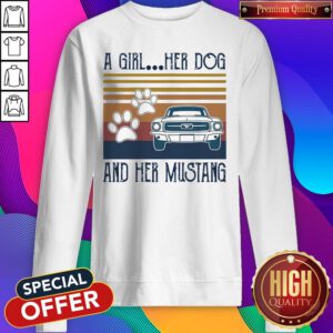 Good A Girl Her Dog And Her Mustang Vintage Sweatshirt