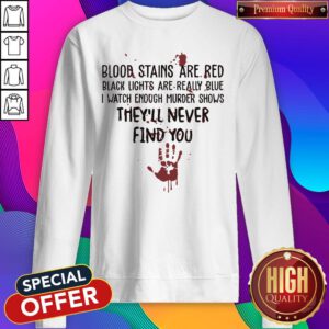 Hot Blood Stains Are Red Black Light Are Really Blue Sweatshirt