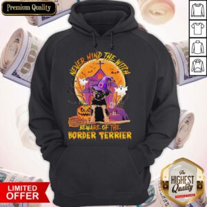 Never Mind The Witch Beware Of The Border Terrier Halloween Moon Hoodie