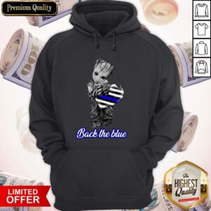 Nice Baby Groot Hug Heart American Flag Back The Blue Hoodie