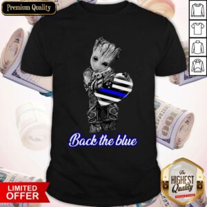 Nice Baby Groot Hug Heart American Flag Back The Blue Shirt