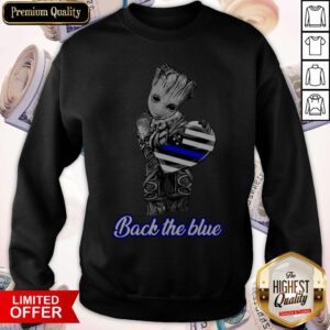 Nice Baby Groot Hug Heart American Flag Back The Blue Sweatshirt
