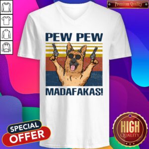 Nice German Shepherd Pew Pew Madafakas Vintage V-neck