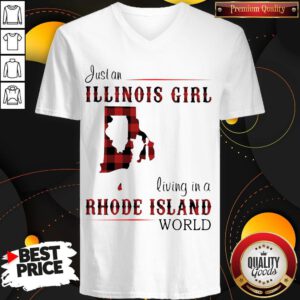 Nice Just An Illinois Girl Living In A Rhode Island World Map V-neck