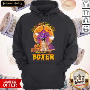 Nice Never Mind The Witch Beware Of The Boxer Halloween Moon Hoodie
