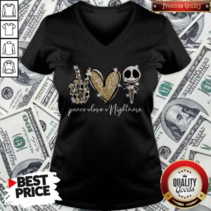 Nice Peace Love Nightmare Skellington Diamond V-neck