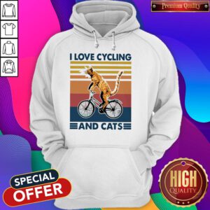 Perfect I Love Cycling And Cat Vintage Retro Hoodie
