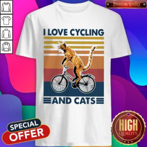 Perfect I Love Cycling And Cat Vintage Retro Shirt