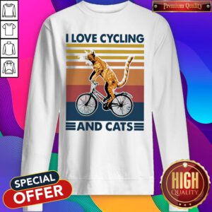 Perfect I Love Cycling And Cat Vintage Retro Sweatshirt