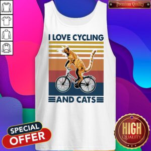Perfect I Love Cycling And Cat Vintage Retro Tank Top