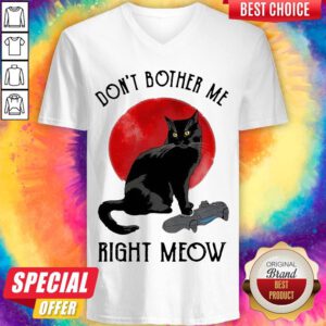 Premium Black Cat Don’t Bother Me Right Meow Moon V-neck