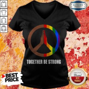 Premium Hippie Together Be Strong LGBT V-neck