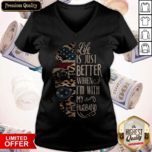 Premium Life Is Just Better With My Husband Skull V-neck