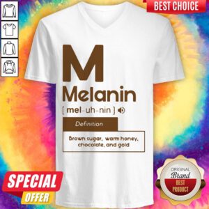 Premium M Melanin Definition Brown Sugar Warm Honey Chocolate And Gold V-neck