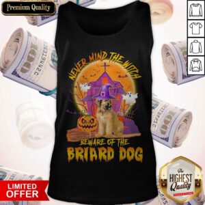 Premium Never Mind The Witch Beware Of The Briard Dog Halloween Moon Tank Top