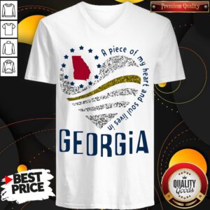 Pretty A Piece Of My Heart And Soul Lives In Georgia Map V-neck