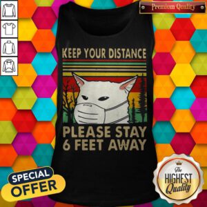 Pretty Cat Mask Keep Your Distance Please Stay 6 Feet Away Vintage Tank Top