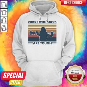 Pretty Disc Golf Chicks With Sticks Are Tough Vintage Retro Hoodie