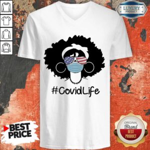 Pretty Girl Glasses Face Mask American Covid Life V-neck