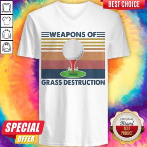 Pretty Golf Weapons Of Grass Destruction Vintage Retro V-neck