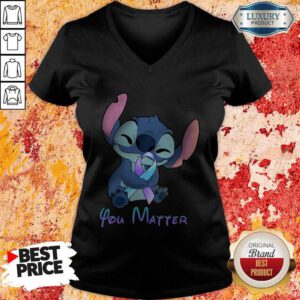 Pretty Stitch Hug Breat Cancer You Matter V-neck