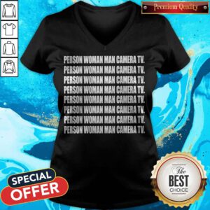 Pretty United States Person Woman Man Camera TV V-neck