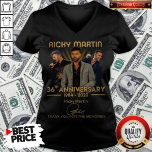 Ricky Martin 36th Anniversary 1984 2020 Thank You For The Memories Signature V-neck